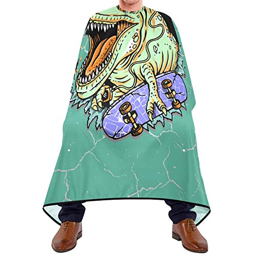 Friseurumhang 140x168cm, Dinosaurier Mit Skateboard Muster Friseur Umhang Mode Unisex Friseure Kleid Einstellbare Friseur Cape, Für Kinder, Barbershops, Erwachsene von 501