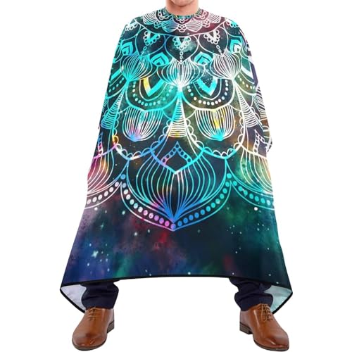 Friseurumhang 140x168cm, Galaxie Schwarzes Mandala Unisex Friseure Kleid Wasserdicht Friseur Cape Professionelle Haarschneideumhang Cape, Für Friseursalon, Kinder, Erwachsene von 501