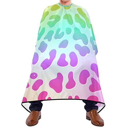 Friseurumhang 140x168cm, Regenbogen Leopardenmuster Gepard Professionelle Friseure Kleid Mode Herren Umhang Wasserdicht Friseur Umhänge, Für Erwachsene, Barbershops, Kinder von 501