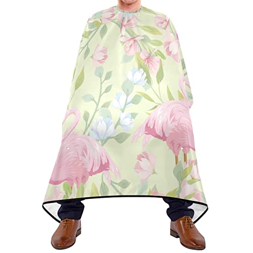 Friseurumhang 140x168cm, Rosa Blumen Und Flamingo Unisex Friseurumhang Einstellbare Friseur Cape Professionelle Barbiere Cape, Für Barbier, Barbershops, Kinder von 501