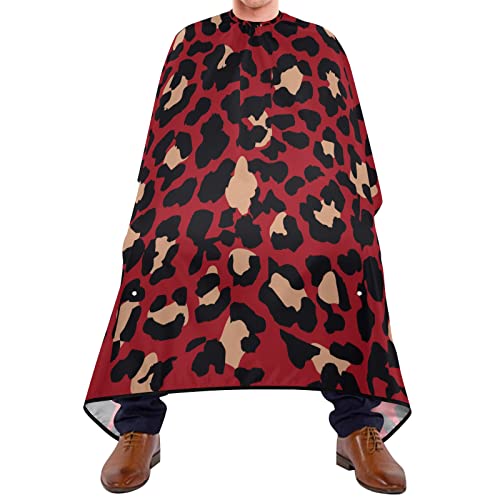 Friseurumhang 140x168cm, Roter Leopard Geparden Druck Salon Barbier Umhang Mode Professionelle Friseure Kleid Einstellbare Friseur Cape, Für Friseursalon, Färben, Barbershops von 501