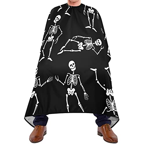 Friseurumhang 140x168cm, Totenkopfskelett Auf Schwarz Haarschneideumhang Cape Einstellbare Friseur Cape Mode Professionelle Friseure Kleid, Für Barbier, Färben, Kinder von 501