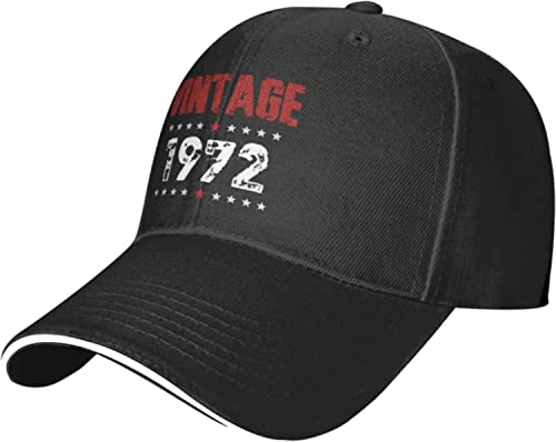 Herren Damen Baseball Cap Vintage 1972 50. Geburtstag Fünfzigste Geschenke Hip-Hop-Hut Vintage Outdoor Hut Reine Farbe Basecap Für Draussen Laufen Angeln von 501