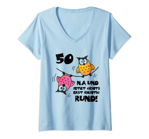 Damen Lustige 50 Jahre Deko Geschenkkiste 50 Geburtstag Frau T-Shirt mit V-Ausschnitt von 50er Geburtstag Deko & Geburtstagsgeschenke Frauen