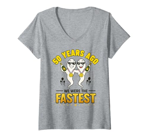 Damen 50 Years Ago We were The Fastest 50th Birthday T-Shirt mit V-Ausschnitt Damen 50 Years Ago We were The Fastest 50th Birthday T-Shirt mit V-Ausschnitt von 50th Birthday twin Teez