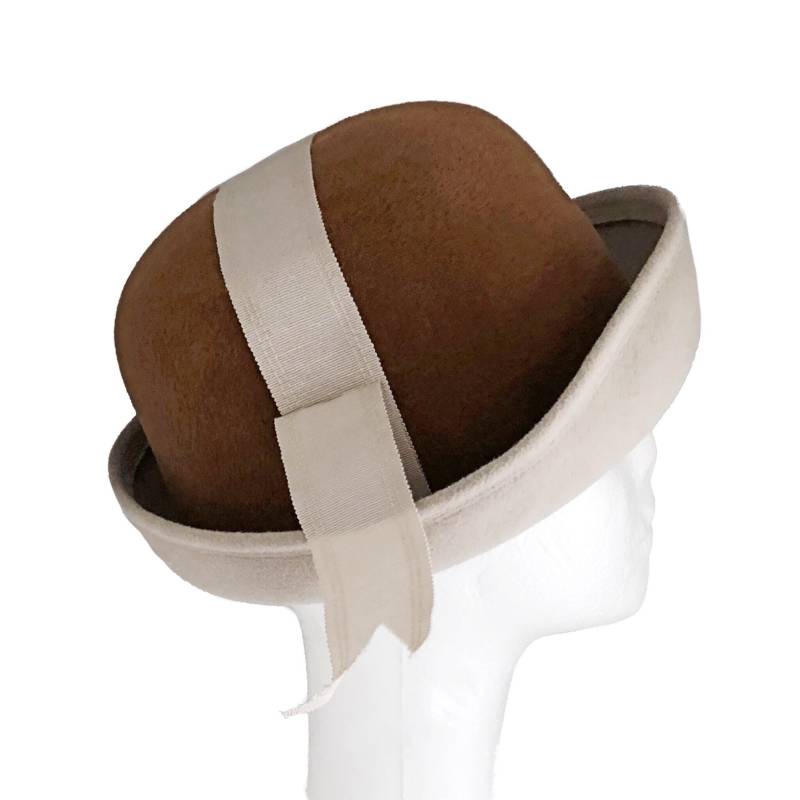 1960Er Jahre Mod Bowler Hut Hellbraun & Creme Retro Mode von 521Gemini
