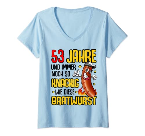 Damen 53 Jahre und immer noch so knackig 53. Geburtstag lustig T-Shirt mit V-Ausschnitt von 53. Geburtstag Mann Geschenk lustig 53 Jahre