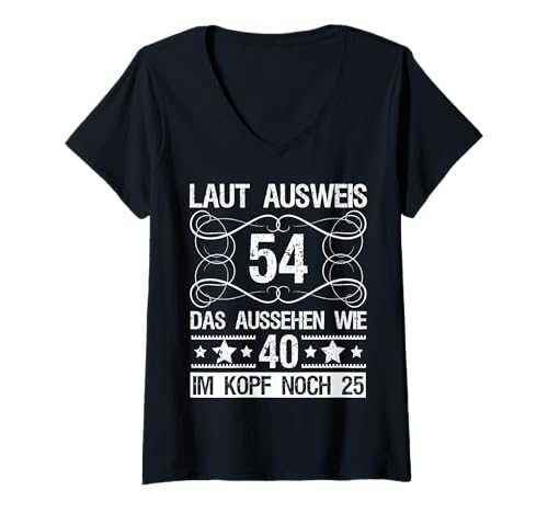Damen 54. Geburtstag - 54 Jahre alt T-Shirt mit V-Ausschnitt von 54 Jahre alt - 54. Geburtstag