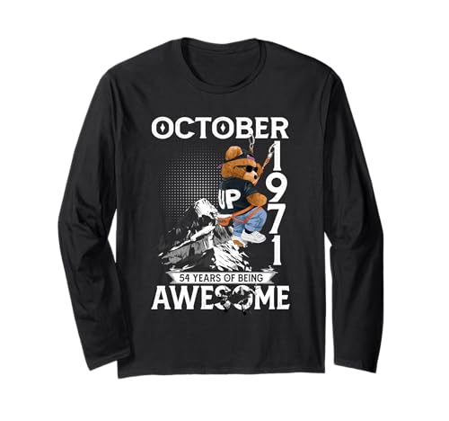 54th Birthday The Bear Legends October 1971 54 Years Old Men Langarmshirt von 54 Years Old Awesome Cool Bear Since October 1971