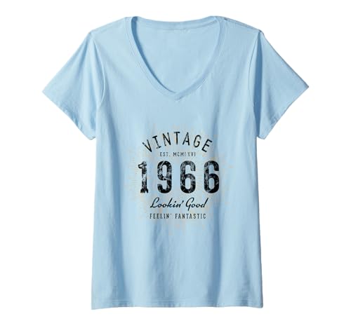 Damen Vintage 1966 Geburtstag Retro T-Shirt mit V-Ausschnitt Damen Vintage 1966 Geburtstag Retro T-Shirt mit V-Ausschnitt von 1966 Geburtstag von Treaja