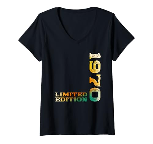 Damen 55. Geburtstag Mann Frau 55 Jahre Vintage 1970 Deko Lustig T-Shirt mit V-Ausschnitt von 55 Jahre Mann Frau Damen Herren Geburtstag