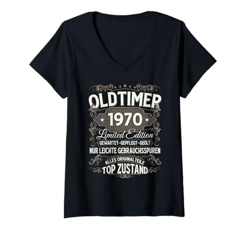 Damen 55. Geburtstag Mann Geschenk Jahrgang 1970 Oldtimer lustiges T-Shirt mit V-Ausschnitt Damen 55. Geburtstag Mann Geschenk Jahrgang 1970 Oldtimer lustiges T-Shirt mit V-Ausschnitt von 55. GEBURTSTAG OLDTIMER BAUJAHR 1970 VINTAGE