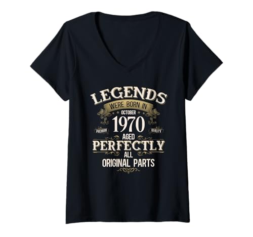 Damen 55. Geburtstag Mann Geschenk Legende Oktober 1970 T-Shirt mit V-Ausschnitt Damen 55. Geburtstag Mann Geschenk Legende Oktober 1970 T-Shirt mit V-Ausschnitt von 55. Geburtstag Geschenk Original Oktober 1970