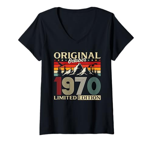Damen 55. Geburtstag Mann Geschenk Original Oktober 1970 T-Shirt mit V-Ausschnitt Damen 55. Geburtstag Mann Geschenk Original Oktober 1970 T-Shirt mit V-Ausschnitt von 55. Geburtstag Geschenk Original Oktober 1970