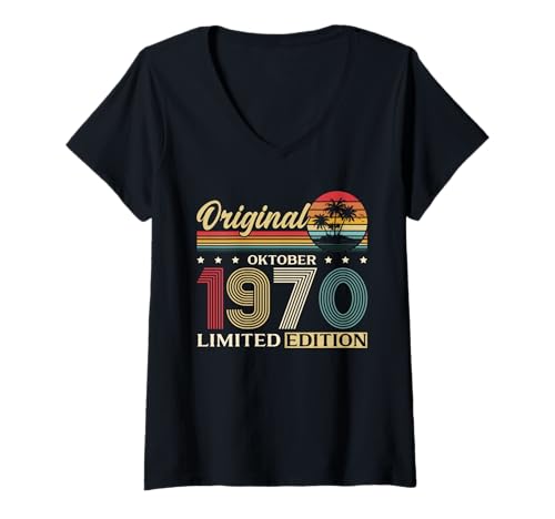 Damen 55. Geburtstag Mann Geschenk Original Oktober 1970 T-Shirt mit V-Ausschnitt Damen 55. Geburtstag Mann Geschenk Original Oktober 1970 T-Shirt mit V-Ausschnitt von 55. Geburtstag Geschenk Original Oktober 1970