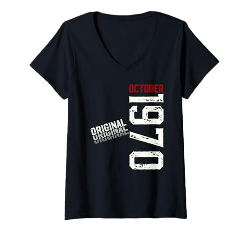 Damen 55. Geburtstag Mann Geschenk Original Oktober 1970 T-Shirt mit V-Ausschnitt Damen 55. Geburtstag Mann Geschenk Original Oktober 1970 T-Shirt mit V-Ausschnitt von 55. Geburtstag Geschenk Original Oktober 1970