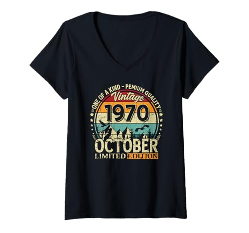 Damen 55. Geburtstag Mann Geschenk Original Oktober 1970 T-Shirt mit V-Ausschnitt Damen 55. Geburtstag Mann Geschenk Original Oktober 1970 T-Shirt mit V-Ausschnitt von 55. Geburtstag Geschenk Original Oktober 1970