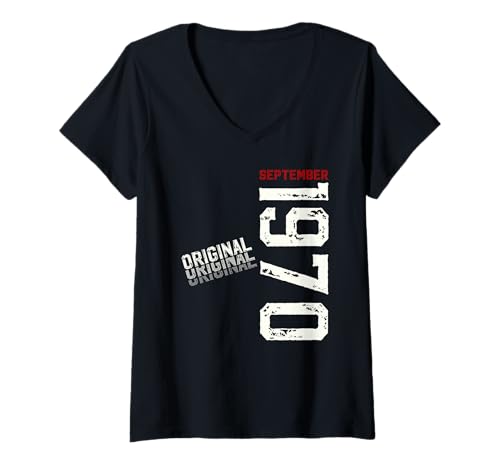 Damen 55. Geburtstag Mann Geschenk Original September 1970 T-Shirt mit V-Ausschnitt Damen 55. Geburtstag Mann Geschenk Original September 1970 T-Shirt mit V-Ausschnitt von 55. Geburtstag Geschenk Original September 1970