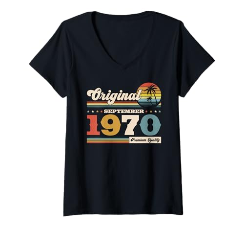 Damen 55. Geburtstag Mann Geschenk Original September 1970 T-Shirt mit V-Ausschnitt Damen 55. Geburtstag Mann Geschenk Original September 1970 T-Shirt mit V-Ausschnitt von 55. Geburtstag Geschenk Original September 1970