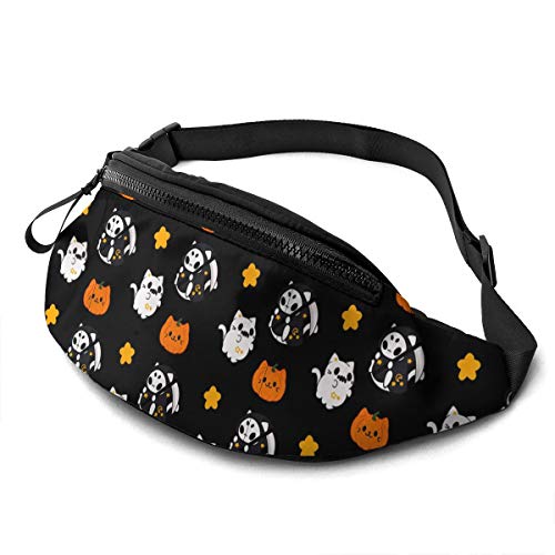 Damen Bauchtasche Halloweens Katzen Und Kürbis Damen Brustbeutel Multifunktionale,Verstellbarer Gürteltasche Für Herren Aktivitäten Running 14X35cm von 550