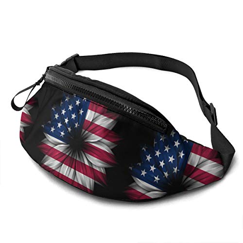 Damen Bauchtasche Usa-Flagge-Blume Sport Hüfttasche Multifunktionale,Atmungsaktiv Brusttasche Für Camping Damen Radfahren 14X35cm von 550