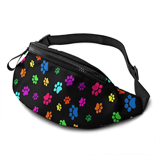 Damen Brustbeutel Bunter Hunde-Katzen-Pfotenabdruck Hüfttaschen Verstellbarer,Multifunktionale Taillentasche Für Aktivitäten Wandern Running 14X35cm von 550