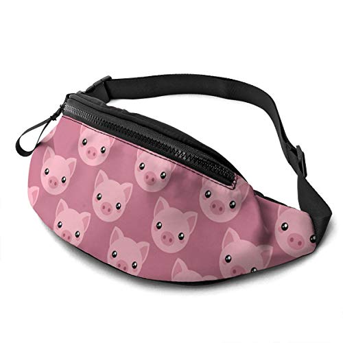 Damen Brustbeutel Niedliches Cartoon-Rosa-Schwein Hüfttasche Mode,Multifunktionale Brusttasche Für Sport Spazieren Fahrrad 14X35cm von 550