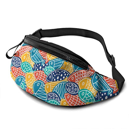 Gürteltasche Bunte Fische Bauchtasche Multifunktionale,Stylisch Damen Brustbeutel Für Aktivitäten Wandern Herren 14X35cm von 550