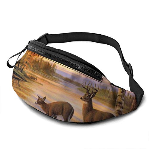 Gürteltasche Hirsch Safair Im Stream River Damen Brustbeutel Große Kapazität,Multifunktionale Bauchtasche Für Aktivitäten Wandern Spazieren 14X35cm von 550