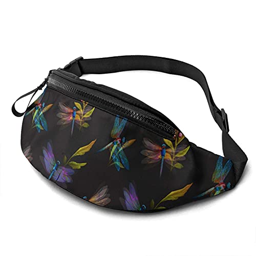 Gürteltasche Libelle Auf Schwarz Umhängetaschen Große Kapazität,Multifunktionale Brusttasche Für Reisen Aktivitäten Damen 14X35cm von 550