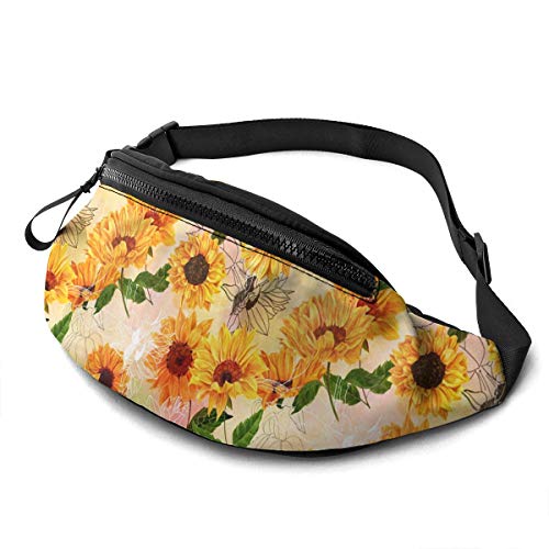 Hüfttasche Lebendige Vintage-Sonnenblumen Damen Bauchtasche Multifunktionale,Mode Umhängetaschen Für Camping Herren Sport 14X35cm von 550