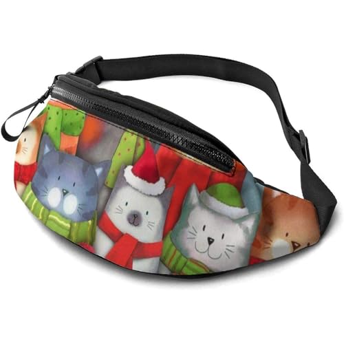 Hüfttasche Weihnachtskätzchen-Katze Sport Hüfttasche Multifunktionale,Mit Reißverschluss Schultertaschen Für Herren Spazieren Running 14X35cm von 550