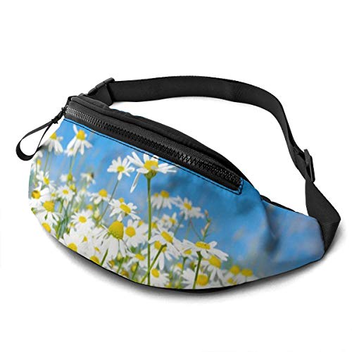 Hüfttaschen Weißes Gänseblümchen Hüfttasche Atmungsaktiv,Verstellbarer Lauftasche Für Wandern Damen Hundetraining 14X35cm von 550