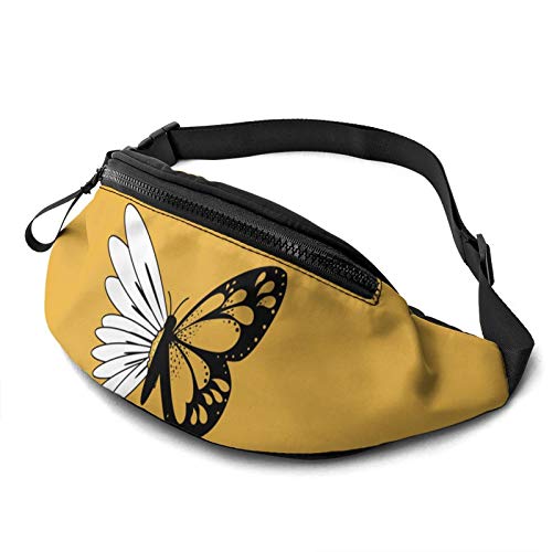 Sport Hüfttasche Schmetterlinge Und Gänseblümchen Lauftasche Große Kapazität,Multifunktionale Damen Brustbeutel Für Wandern Sport Radfahren 14X35cm von 550