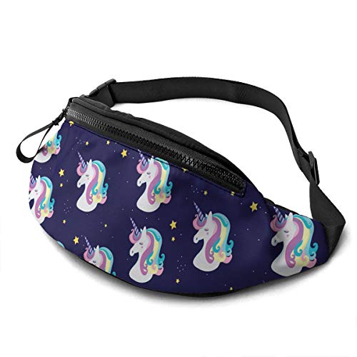 Waist Fanny Pack Einhorn Süß Gürteltasche Stylisch,Mit Reißverschluss Sport Hüfttasche Für Radfahren Herren Wandern 14X35cm von 550