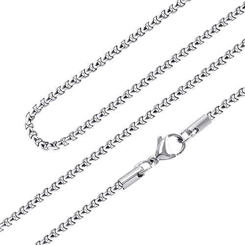 555Jewelry 2,5 mm Edelstahl-Halskette für Damen und Herren, 40,6–71,1 cm, Muschel Stoff Lac Muschelgewebe aus Metall, nicht bekannt von 555Jewelry