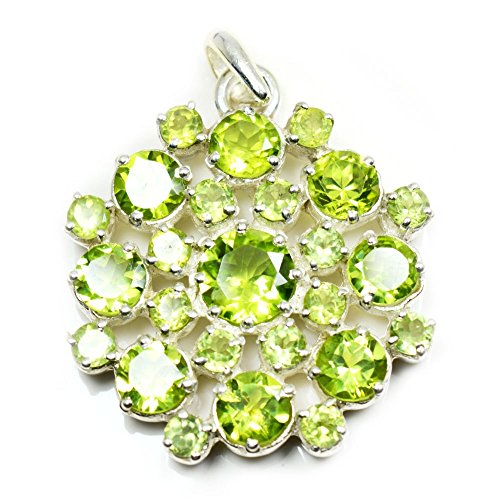 55Carat Echter Peridot grüner Edelstein 925 Sterling Silber Anhänger von 55Carat