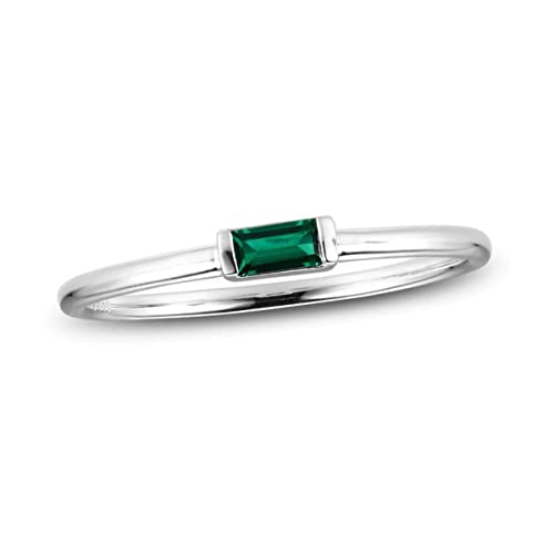 55Carat Erstellt-Emerald 925-Sterling-Silber Lünette Baguette Form Ring Birthstone Modeschmuck für Männer Frauen Geschenkgröße: t von 55Carat