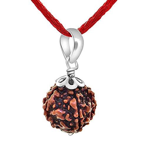 55Carat Original und Labor Zertifiziert 7 Gesicht Sapphamukhi Silber Überzogene Indonesische Rudraksha Anhänger Astrologie Schmuck für Frauen und Männer von 55Carat