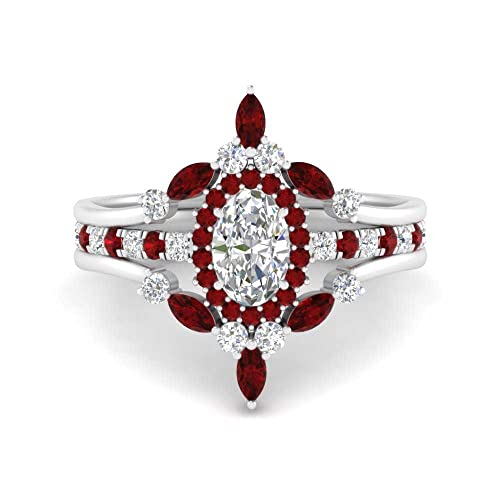 55Carat Ovaler Halo antiker Verlobungsring Sterling Silber Erstellter Rubin Oval Vintage Verlobungsringe Zinkeneinstellung Größe 55 Schmuck für Freizeitkleidung von 55Carat