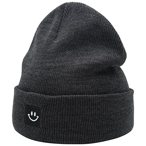 55cube Strick Beanie Mütze mit Smile Face Unisex, anthrazit, Einheitsgröße 55cube Strick Beanie Mütze mit Smile Face Unisex, anthrazit, Einheitsgröße von 55cube