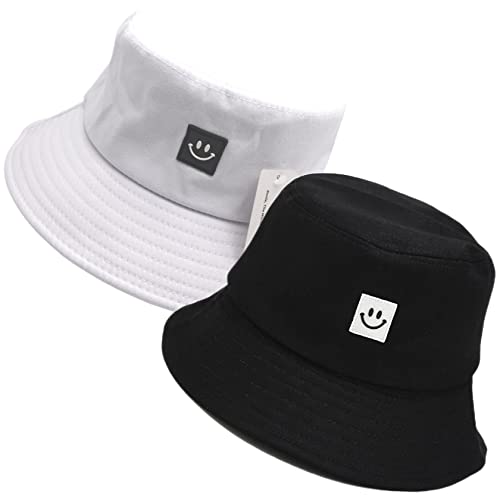 Bucket Hats for Women Summer Sun Hat Outdoor Cap Unisex 2er Pack, 2er-Pack weiß/schwarz Smiley Face, Einheitsgröße Bucket Hats for Women Summer Sun Hat Outdoor Cap Unisex 2er Pack, 2er-Pack weiß/schwarz Smiley Face, Einheitsgröße von 55cube