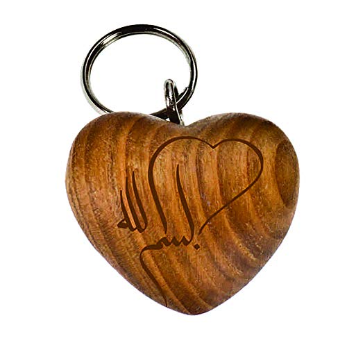 herzenssprache.Info - Herz Schlüsselanhänger mit muslimischer islamischer kalligrafischer Lasergravur Bismillah, Kirschbaumholz geölt, Autoschlüssel, Größe: ca. 4 cm x 3 cm, Gewicht: 10 Gramm herzenssprache.Info - Herz Schlüsselanhänger mit muslimischer islamischer kalligrafischer Lasergravur Bismillah, Kirschbaumholz geölt, Autoschlüssel, Größe: ca. 4 cm x 3 cm, Gewicht: 10 Gramm von 5665
