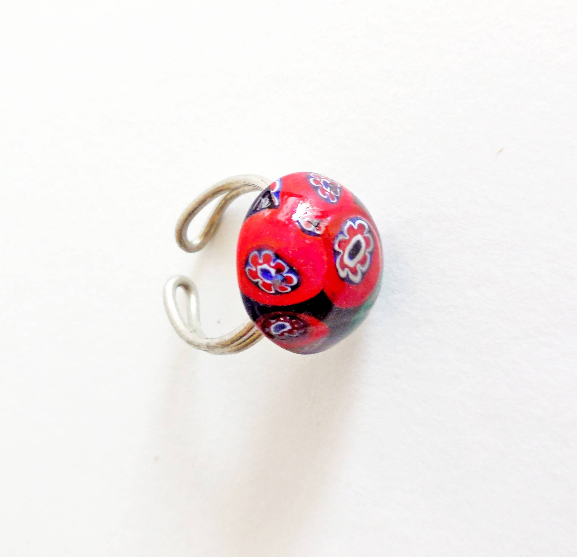 Bague Vintage En Verre Multicolore 1970 von 56bis