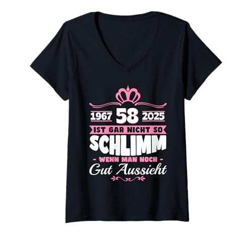 Damen 58 Geburtstag Frau 58 Geburtstag Damen Jahrgang 1967 Frauen T-Shirt mit V-Ausschnitt Damen 58 Geburtstag Frau 58 Geburtstag Damen Jahrgang 1967 Frauen T-Shirt mit V-Ausschnitt von 58 Geburtstagsgeschenk Frauen Geschenkidee