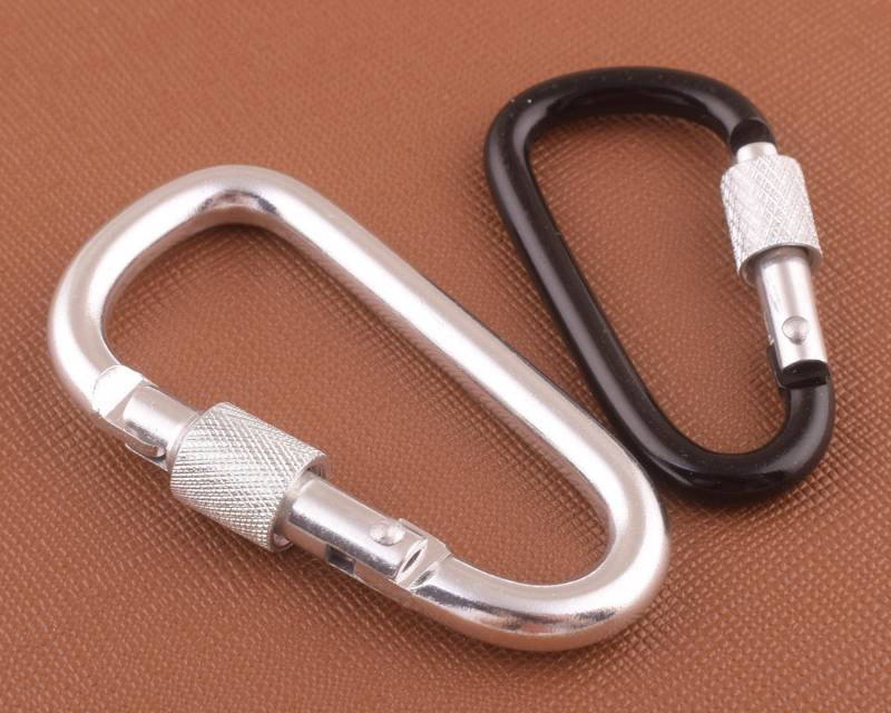 Schwarz/Silber Große Karabiner Aluminium Schloss Schlüsselanhänger Clasps Loop Gürtel von 5AHachiHouses