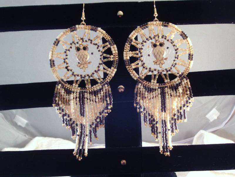 Perlen Traumfänger Owl Ohrringe Mit Fransen von 5FreeWolves