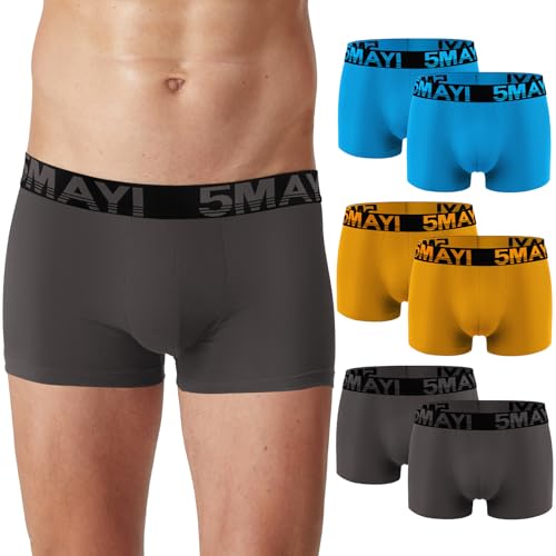 5Mayi Boxershorts Herren 6er Pack Baumwolle Unterhosen Männer Unterwäsche Herren Retroshorts (Gr.S-2XL) von 5Mayi