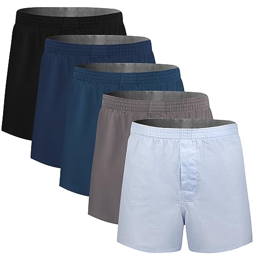 5Mayi Herren Boxershorts Baumwolle Unterhosen Männer Locker American Boxershorts Herren Weit 5er Pack L von 5Mayi