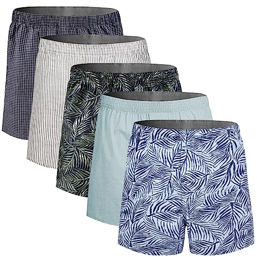 5Mayi Herren Boxershorts Baumwolle Unterhosen Männer Locker American Boxershorts Herren Weit 5er Pack L von 5Mayi